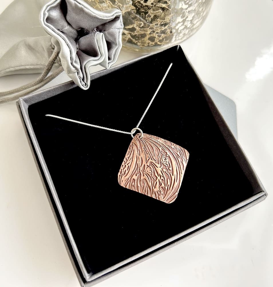 Handcrafted Textured Copper Pendant Necklace - Image 3