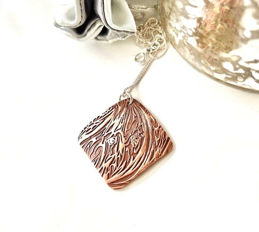 Handcrafted Textured Copper Pendant Necklace - Image 2