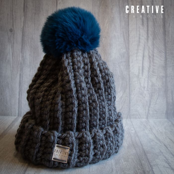 Crochet Winter Woolly Hat: Dark Grey - Image 4