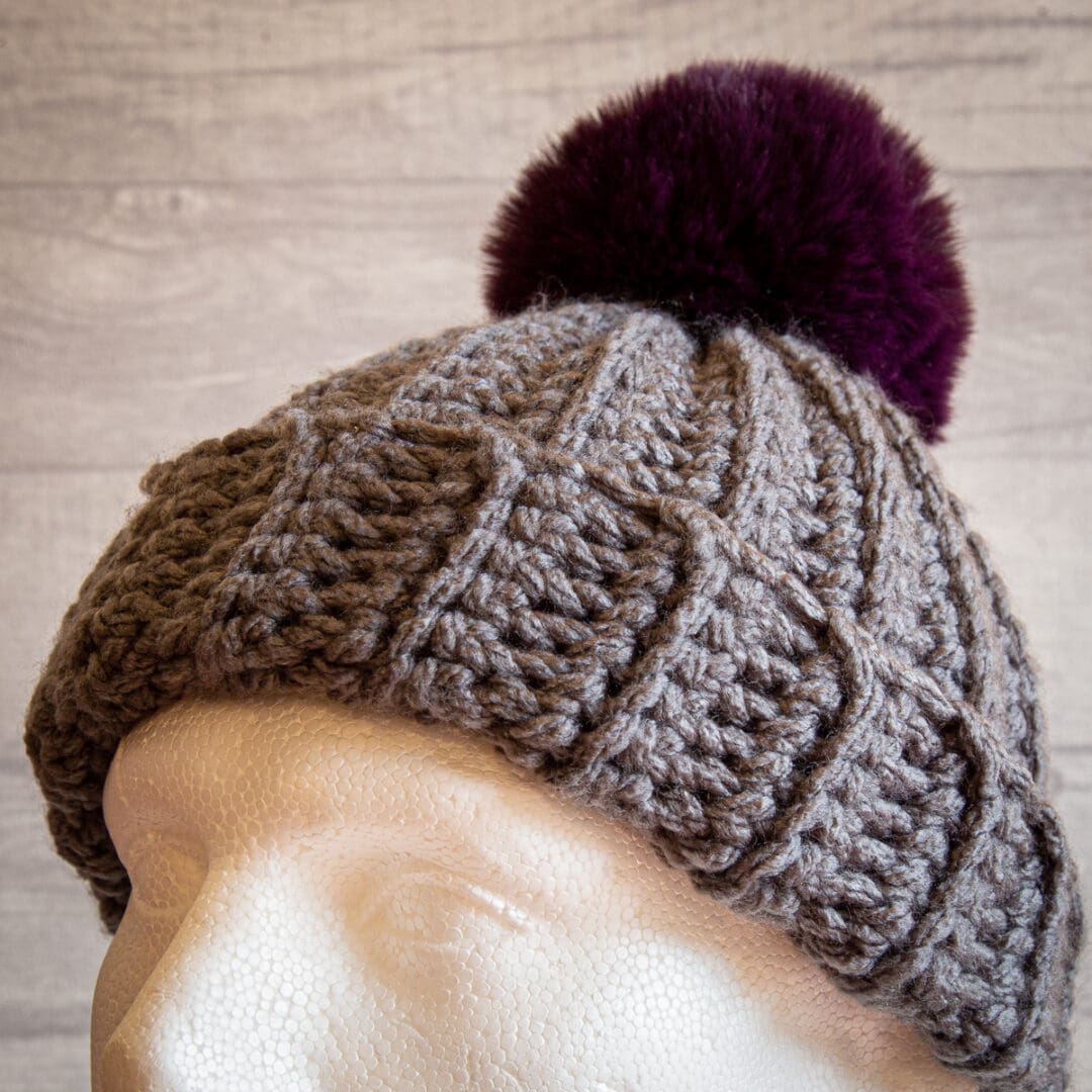 Crochet Winter Woolly Hat: Dark Grey - Image 3