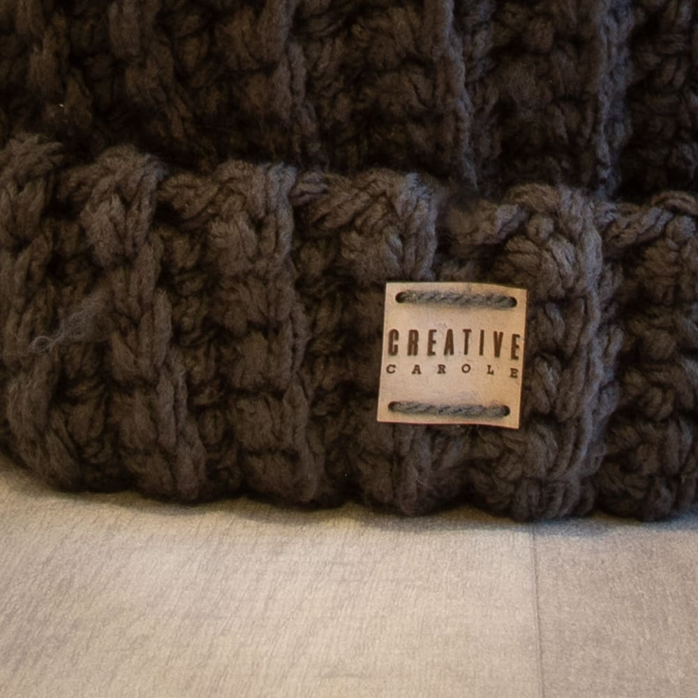 Crochet Winter Woolly Hat: Dark Grey - Image 2