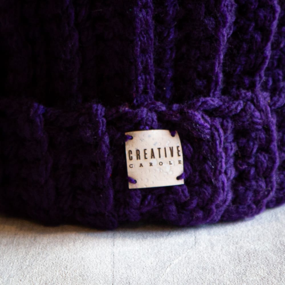 Crochet Winter Woolly Hat: Purple - Image 2