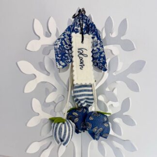 Blue floral handmade fabric flower bud hanging bouquet hanging decoration