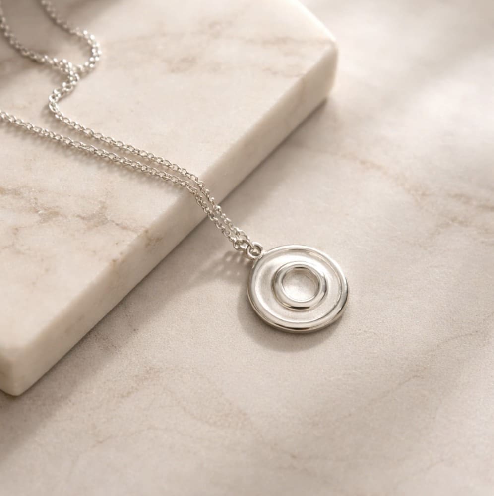 Fine Silver Small Round Pendant Necklace - Image 2