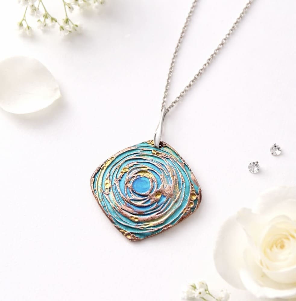 Handcrafted Copper Clay Pendant Necklace - Image 5