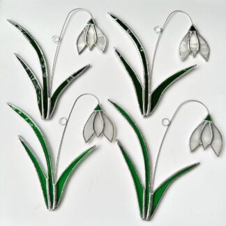 Stained glass snowdrop suncatcher