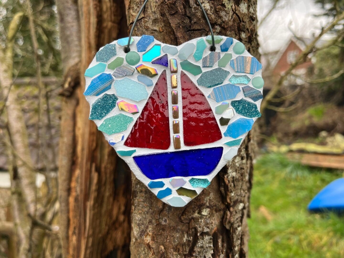 Sailing Boat Mosaic - a garden decoration to treasure, gift for dad or grandad