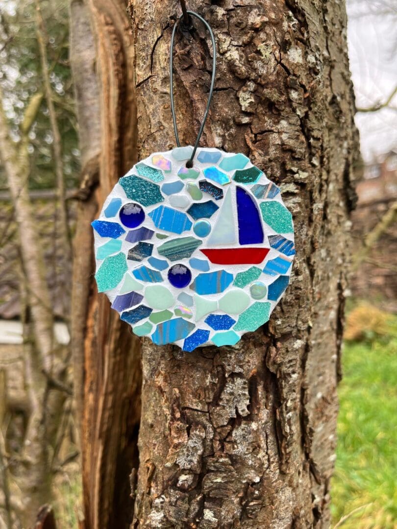 Artisan Mosaic Sailing Boat decoration - for the garden, gift for dad - Image 3