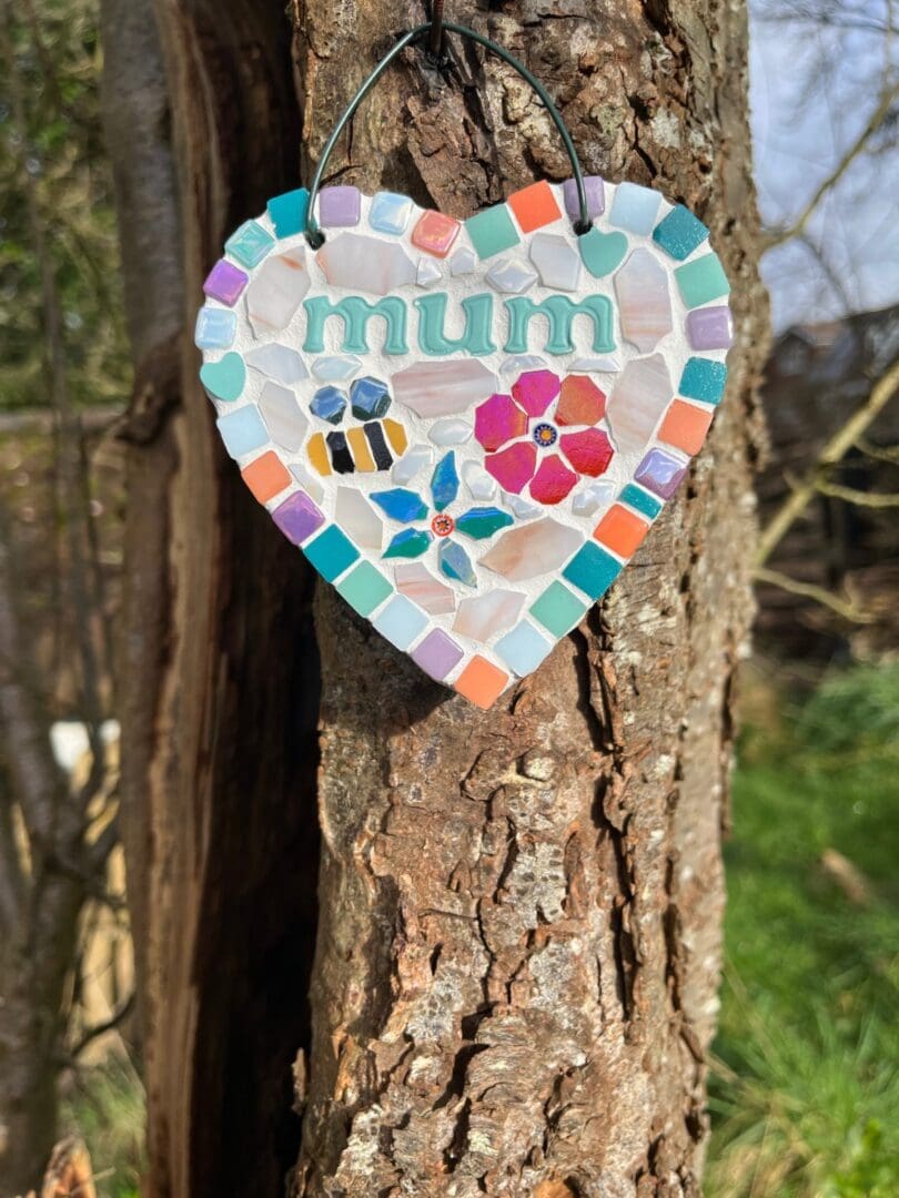 Slate backed Flower mosaic - a thoughtful garden gift for Mum - Image 2