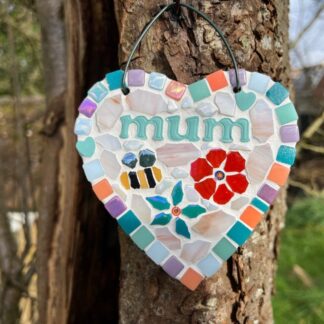 Slate backed Flower mosaic - a thoughtful garden gift for Mum