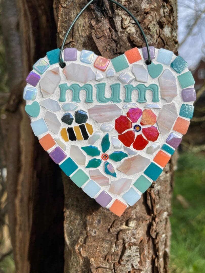 Slate backed Flower mosaic - a thoughtful garden gift for Mum - Image 3