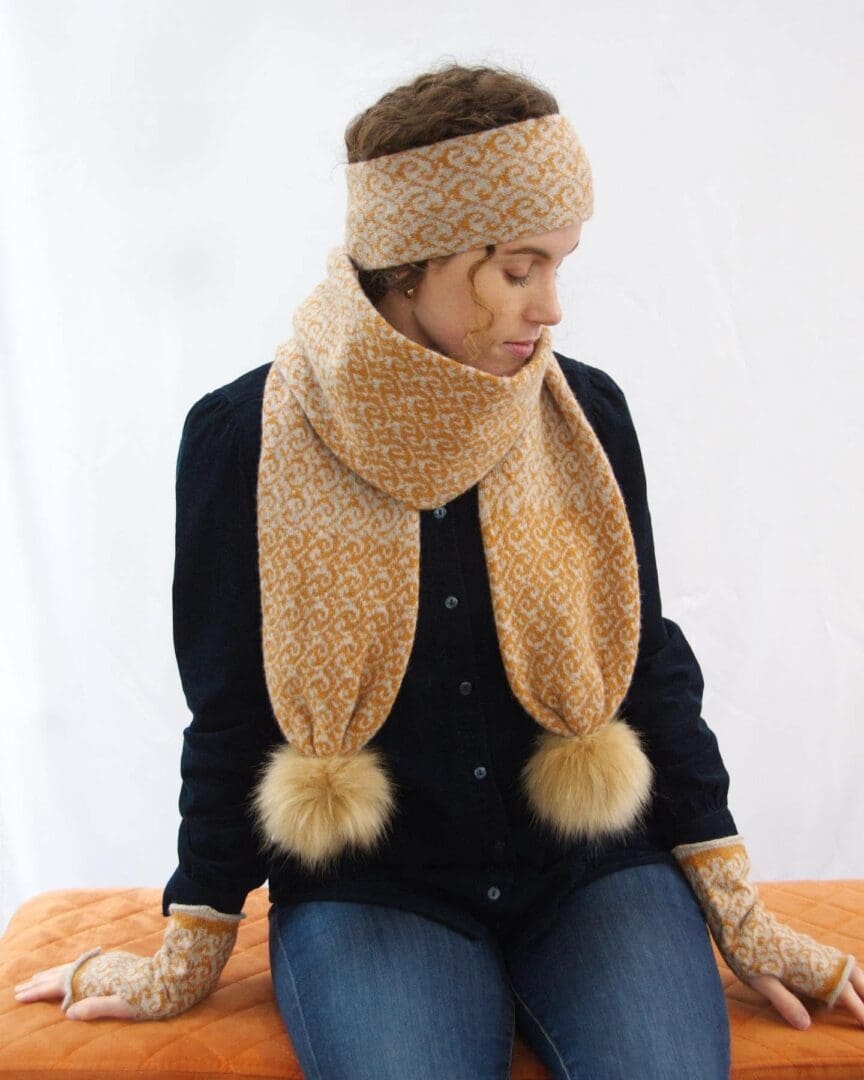 Pompom scarf - Bow Waves - cobble and gazzel