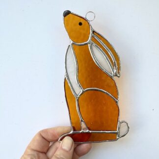 Stained glass hare suncatcher