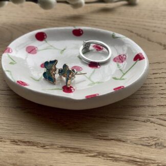 Handmade Cherry Trinket Dish, Gift for Her, Jewelery Dish, Jewellery Storage, Ring Dish