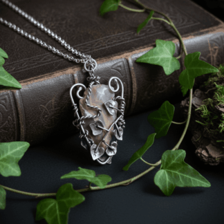 Handmade Arrowhead Pendant with Silver Ivy - Fairy Dart Folklore Necklace