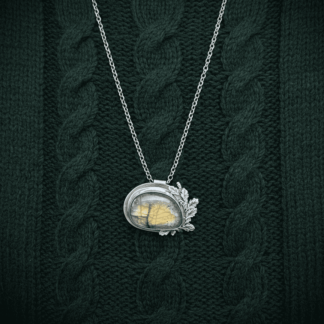 Handmade Labradorite Pendant with Oak Leaf Detail - Edinburgh Hallmarked Sterling Silver