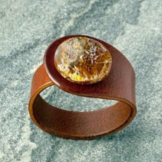 Lichen Moss Agate Leather Bracelet. Made by Freak Like Me in Bristol.