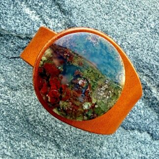 Natural Scenic Moss Agate Gemstone Leather Bracelet