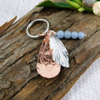 Silver feather keyring