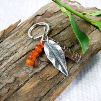 Sterling silver leaf keyring