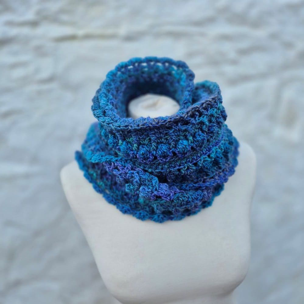 Turquoise crochet scarf