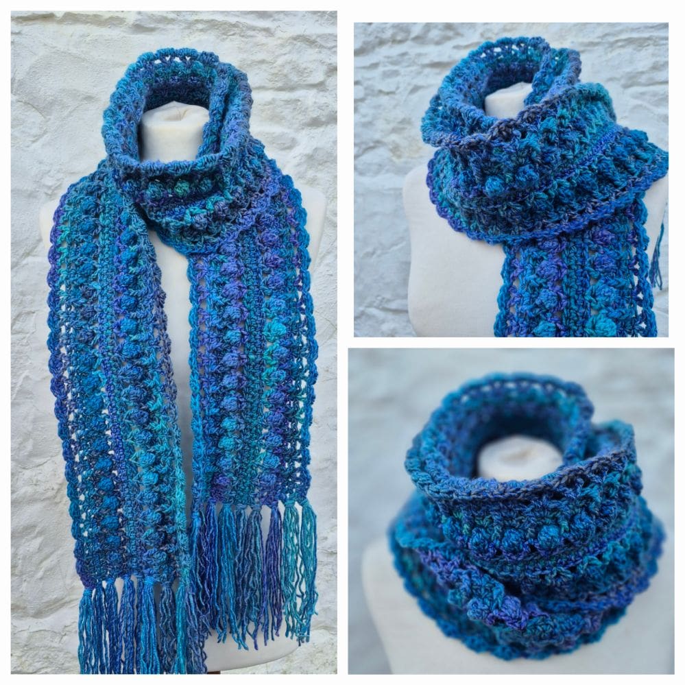 Beautiful Blues Crocheted Scarf - Image 2