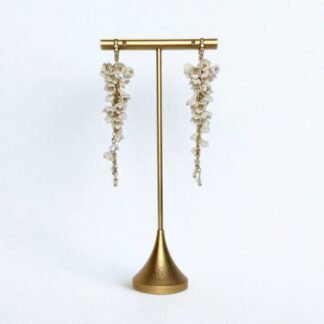 Lilou | Hand-Sculpted White Floral Cascade Earrings with Sparkling Hoops