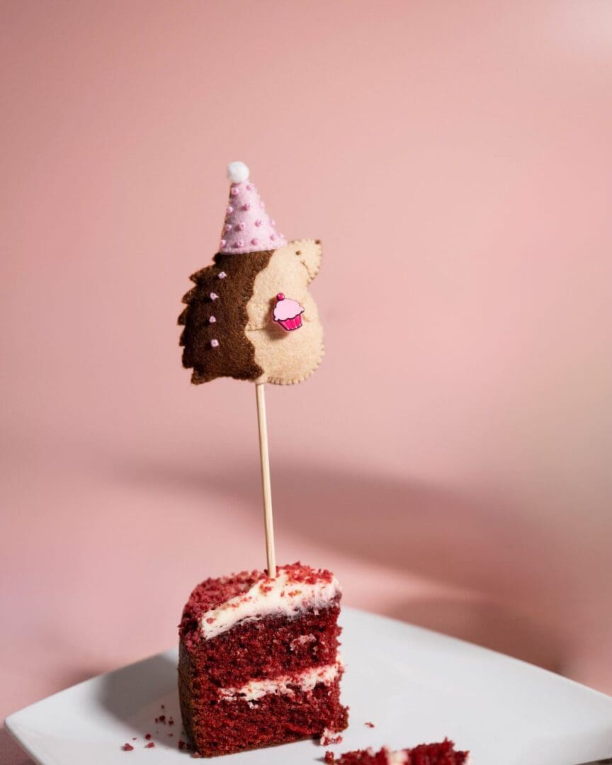 Handmade hedgehog cake topper