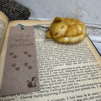 Handmade Cat Bookmark with Needle-Felted Wool Cat