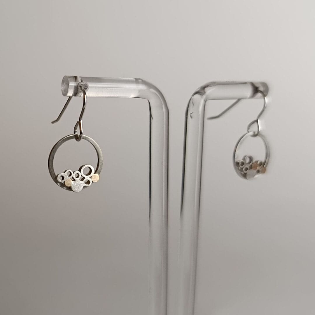 Sterling Silver Wire Circle Cluster Drop Earrings - Image 6