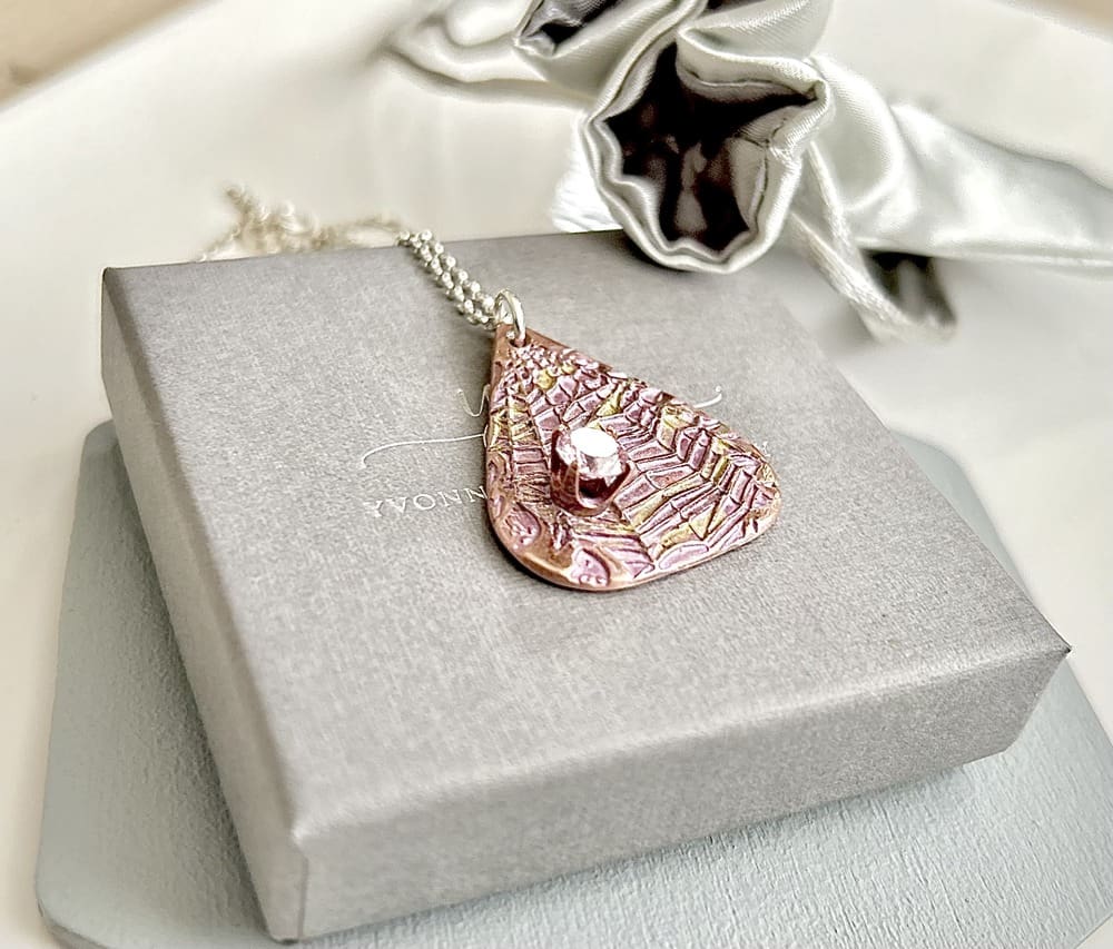 Copper Painted Pendant Necklace - Pink - Image 6