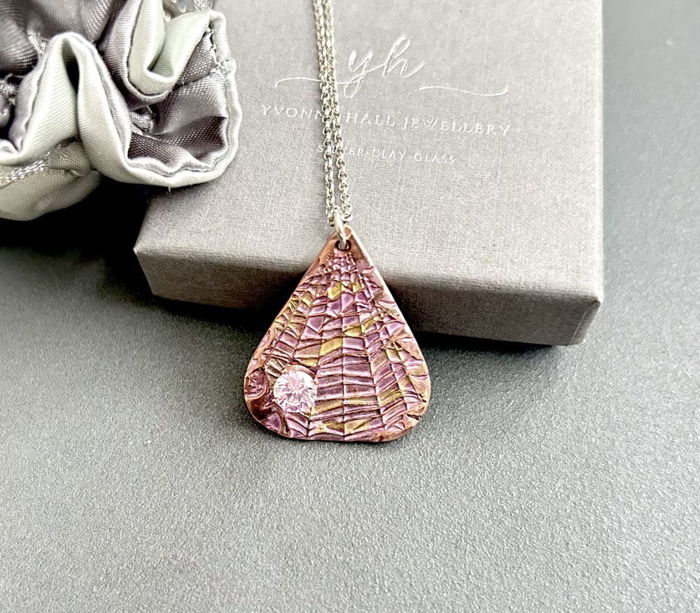 Copper Painted Pendant Necklace - Pink - Image 2