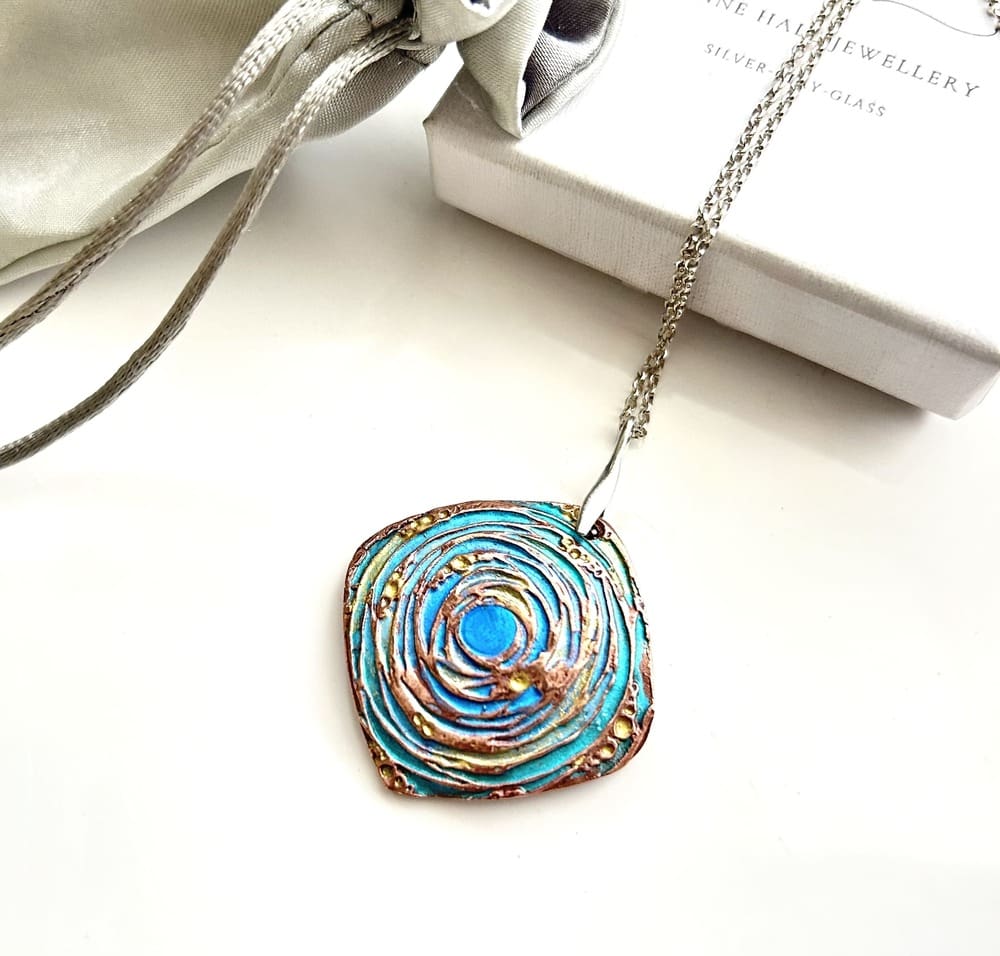 Handcrafted Copper Clay Pendant Necklace - Image 3