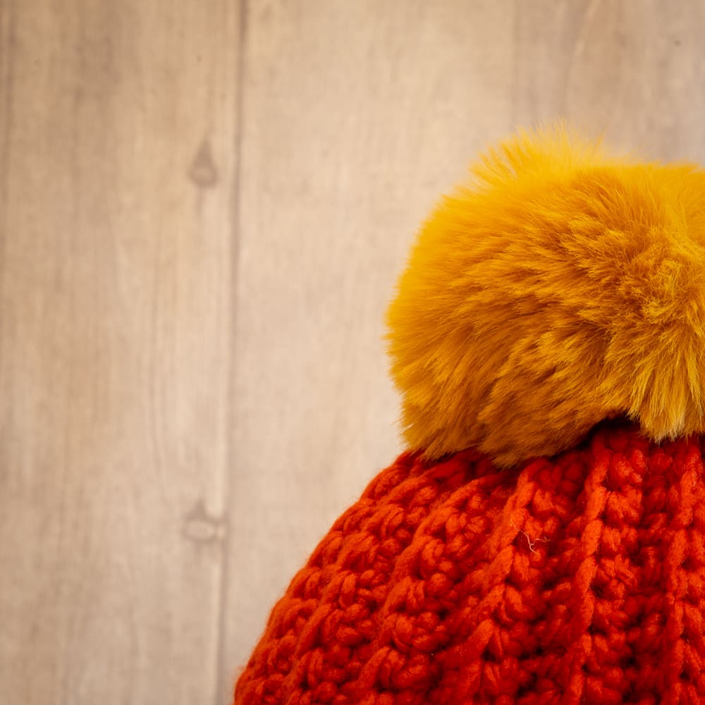 Crochet Winter Woolly Hat: Orange - Image 2