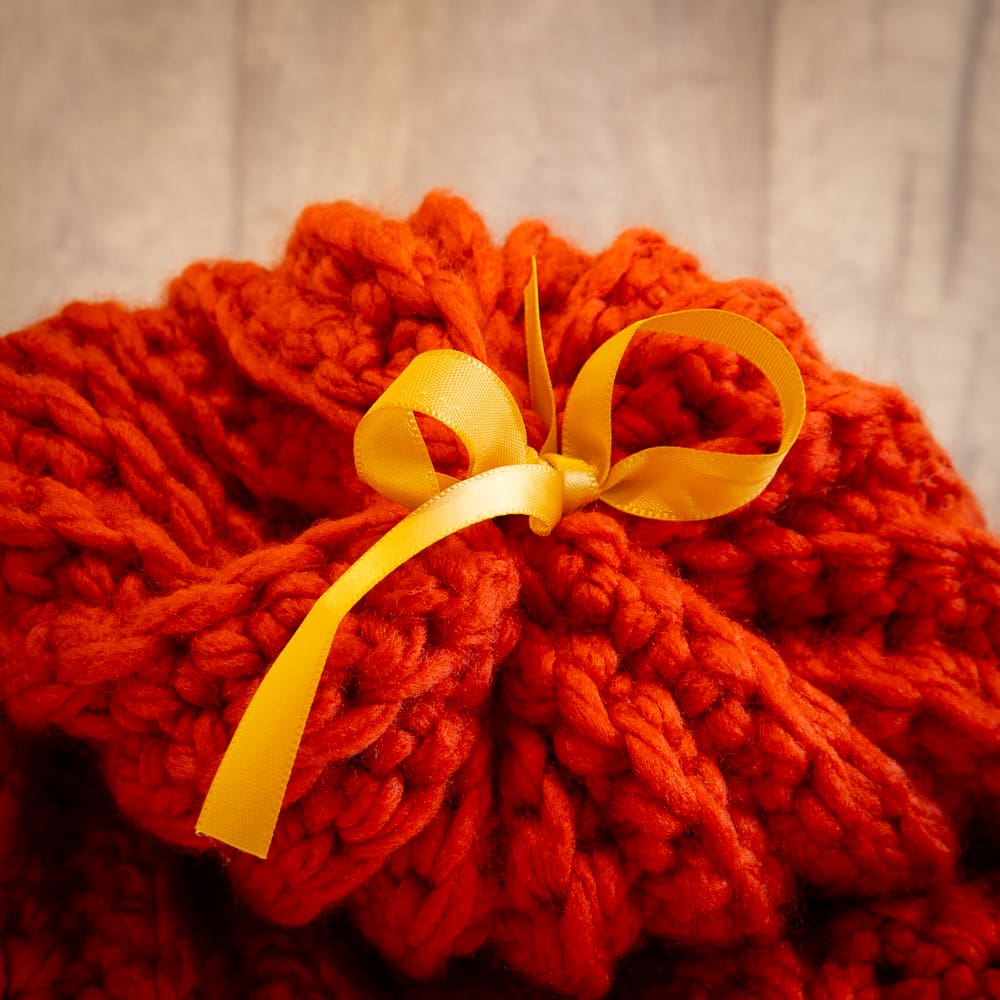 Crochet Winter Woolly Hat: Orange - Image 3