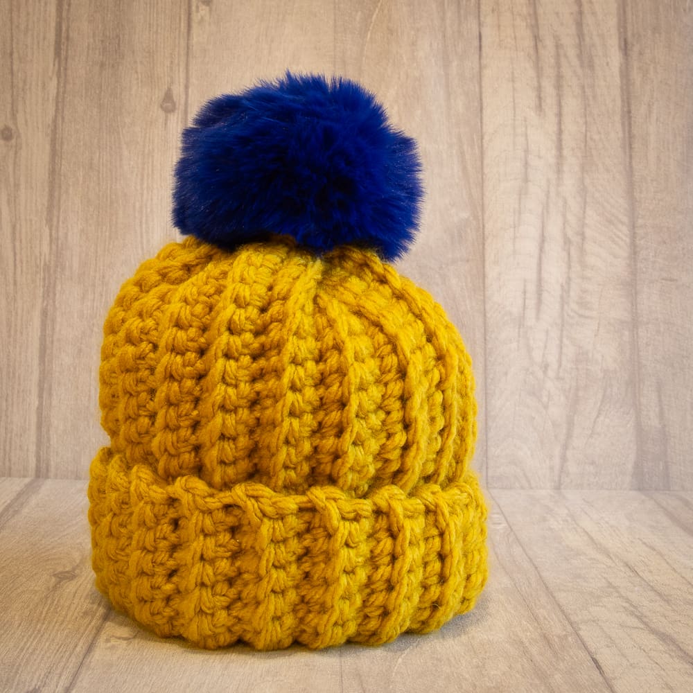 Crochet Winter Woolly Hat: Mustard - Image 3