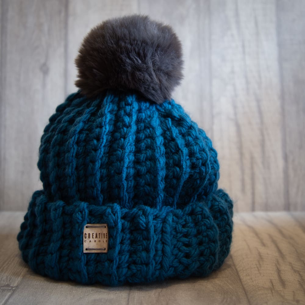 Crochet Winter Woolly Hat: Teal - Image 2