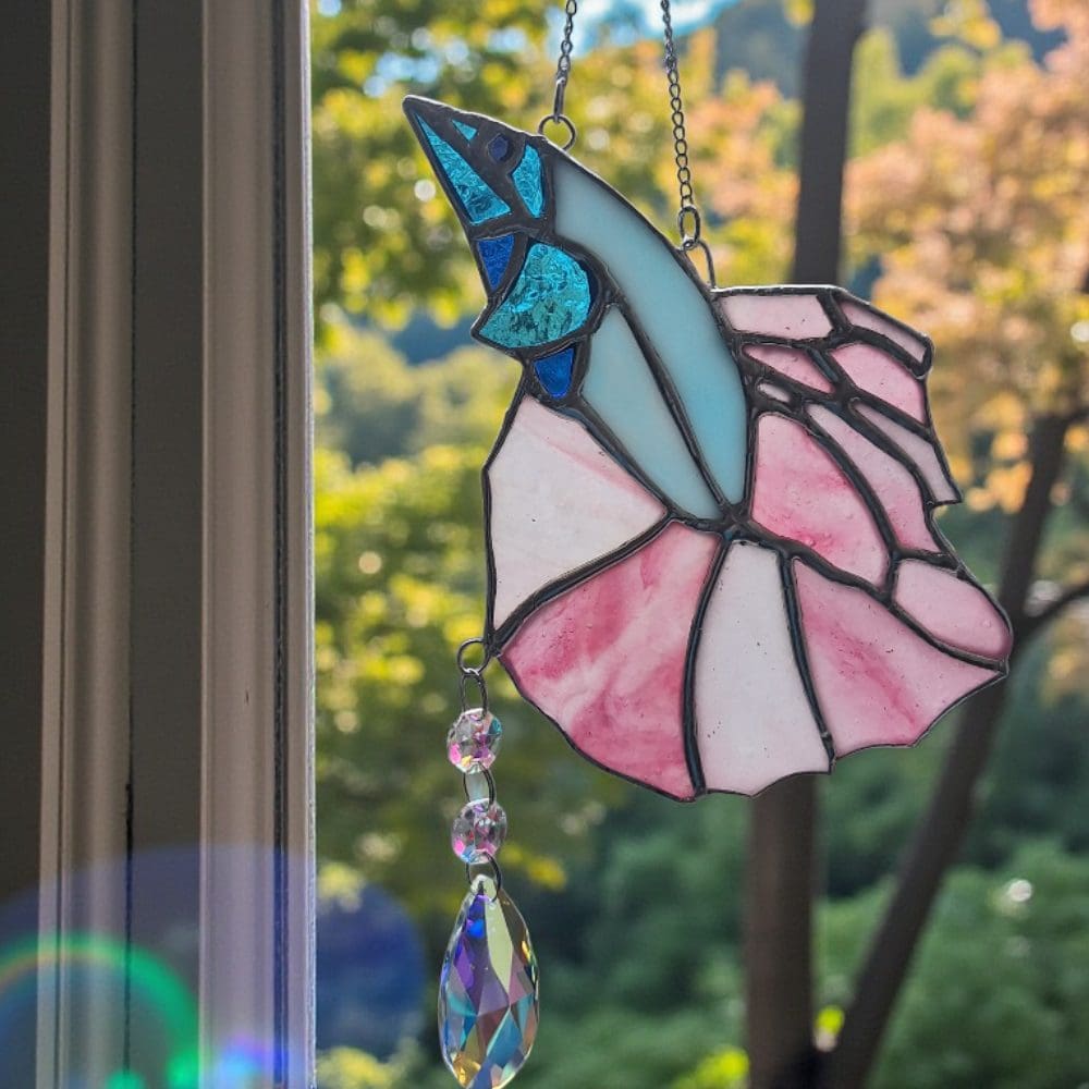 Handmade Stained Glass Fish Suncatcher with Rainbow Prism - Image 6