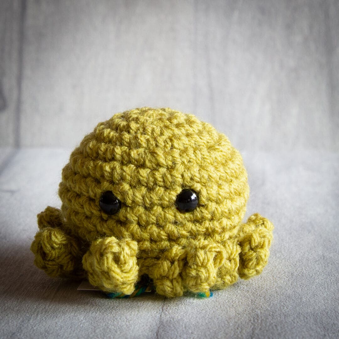 Handmade crochet baby octopus ukca approved lime
