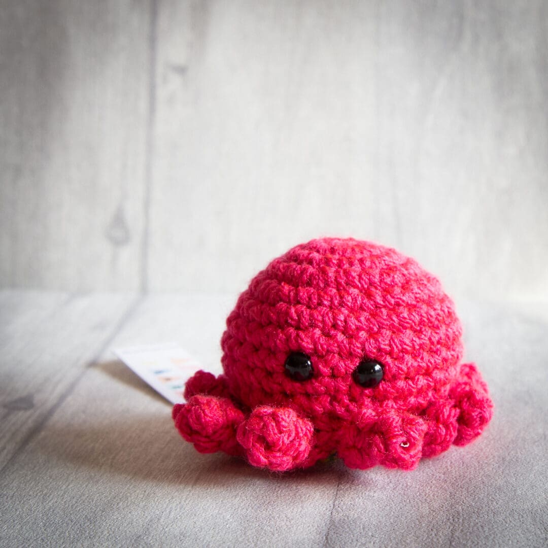 Handmade crochet baby octopus ukca approved pink
