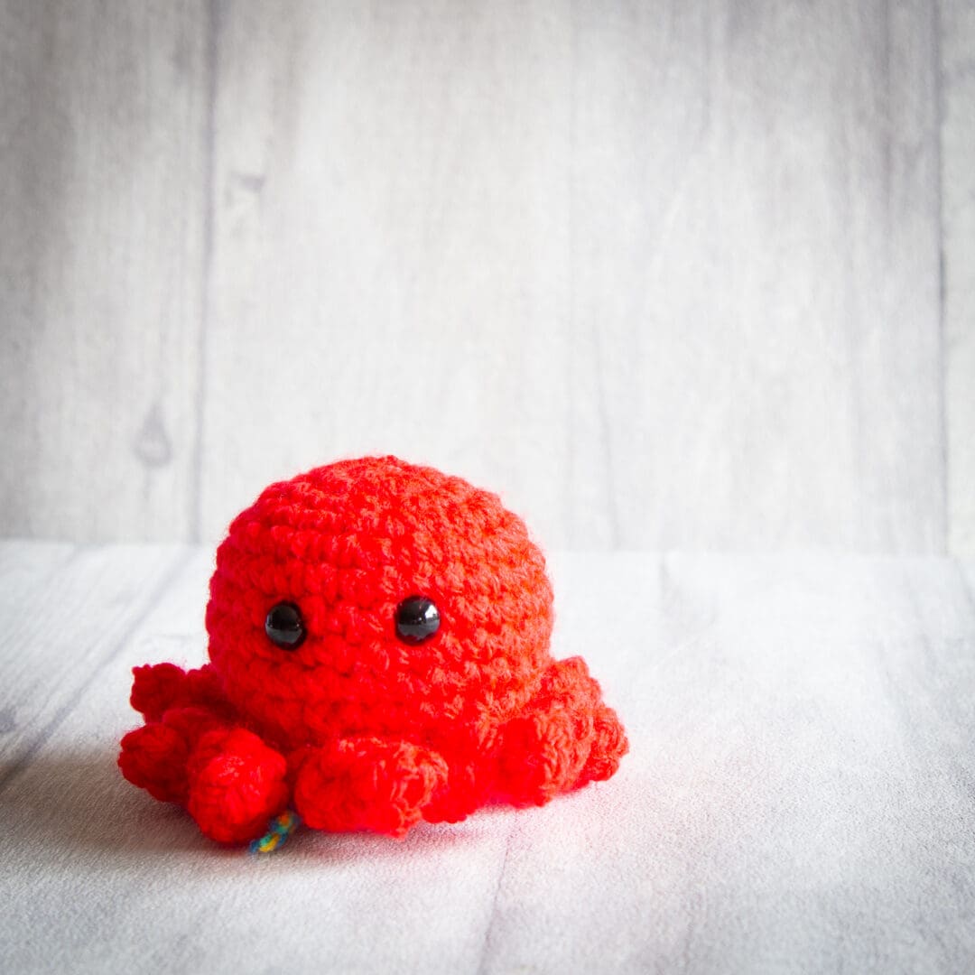 Handmade crochet baby octopus ukca approved red