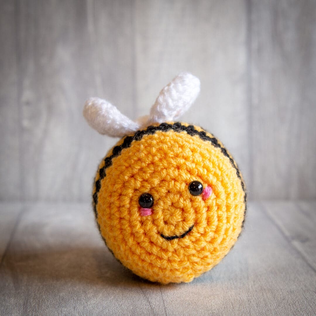Handmade crochet bee UKCA approved in Yellow and Black