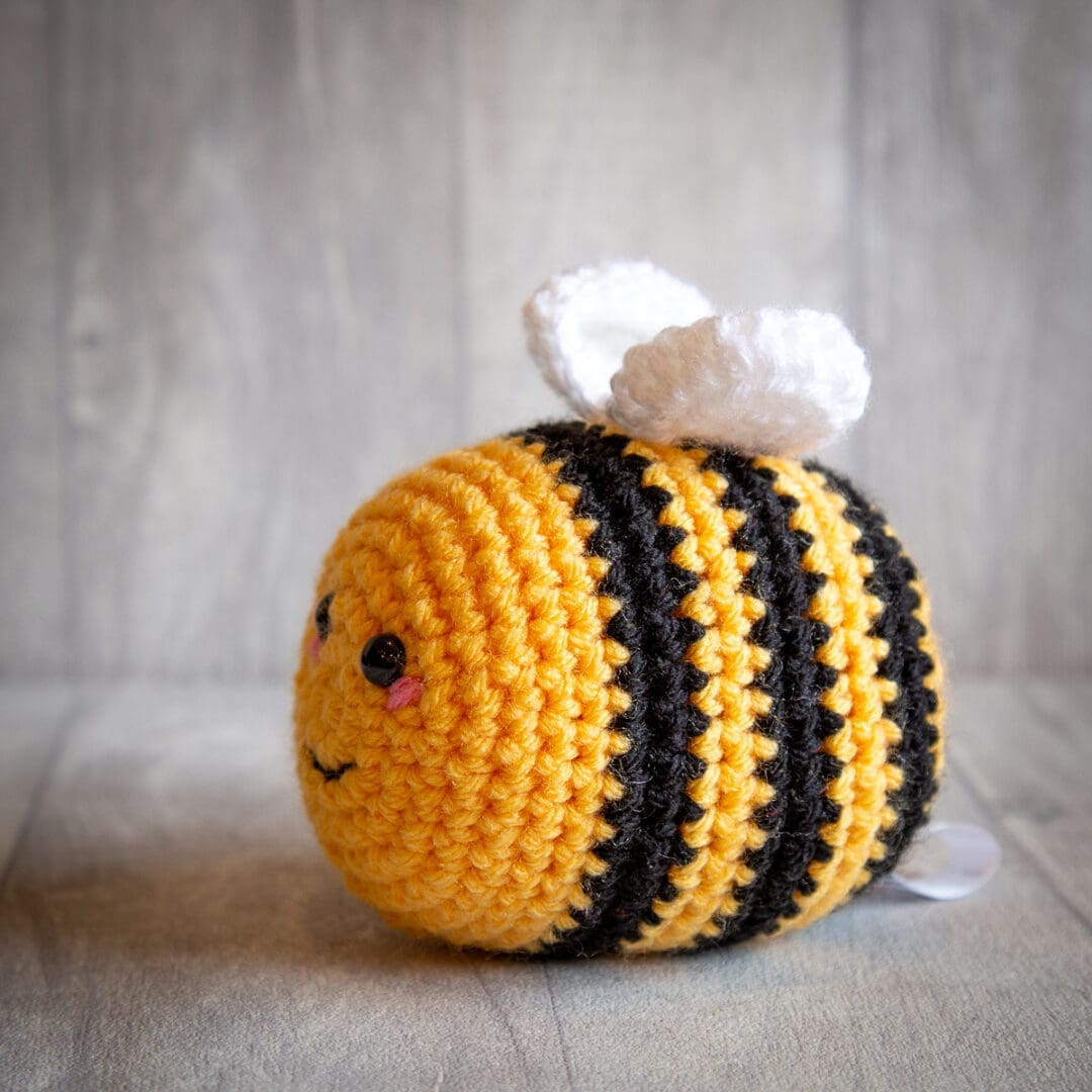 Handmade crochet bee UKCA approved in Yellow and Black