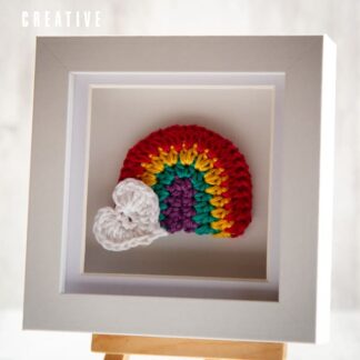 Handmade crochet mini framed art rainbow