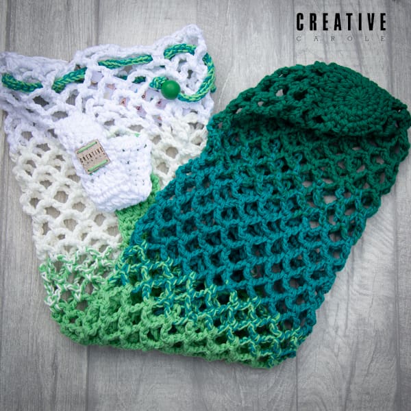 Handmade crochet yoga mat bag Green