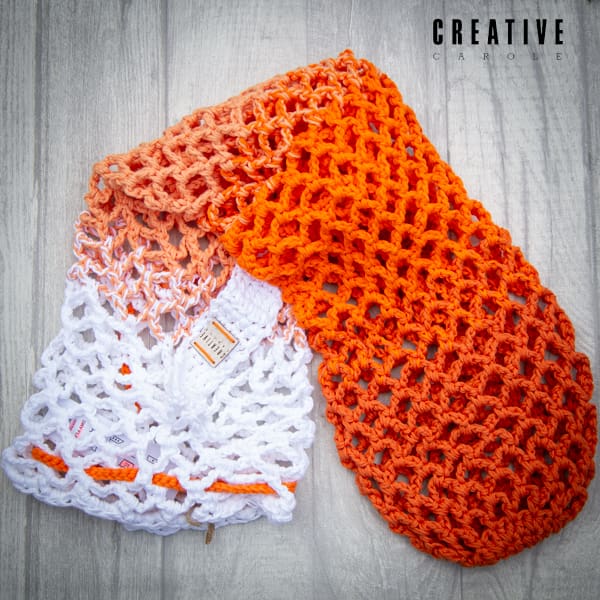 Handmade crochet yoga mat bag orange