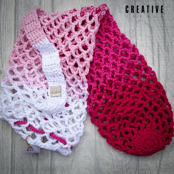 Handmade crochet yoga mat bag Pink