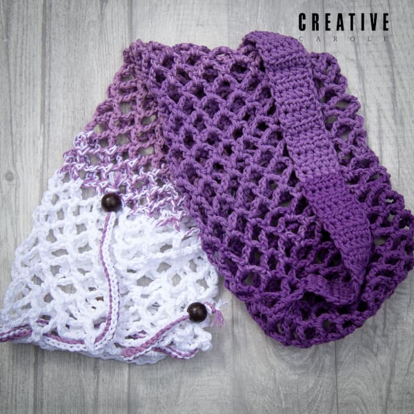 Handmade crochet yoga mat bag Purple