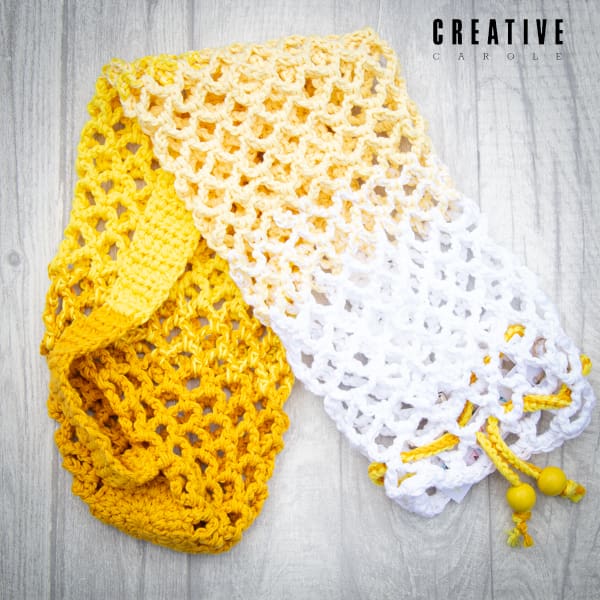 Handmade crochet yoga mat bag Yellow