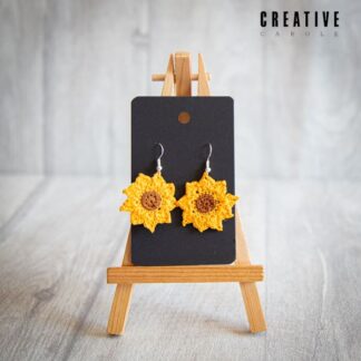 Handmade micro crochet earrings sunflower earrings
